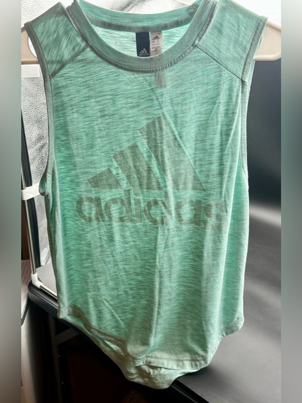adidas Mint Green Winners Heathered Muscle Tank Top - Size XS